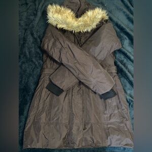 The North Face brown parka